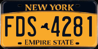 NY license plate FDS4281
