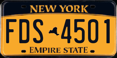 NY license plate FDS4501