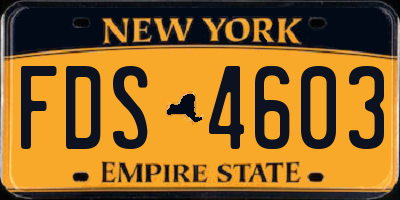 NY license plate FDS4603