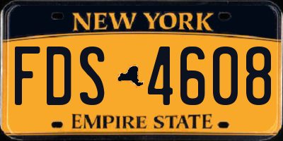 NY license plate FDS4608