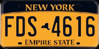 NY license plate FDS4616