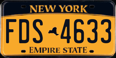 NY license plate FDS4633