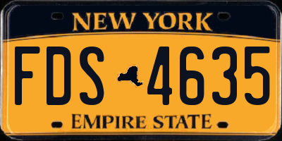 NY license plate FDS4635