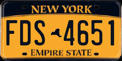 NY license plate FDS4651