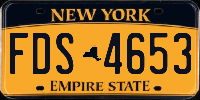 NY license plate FDS4653