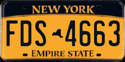 NY license plate FDS4663