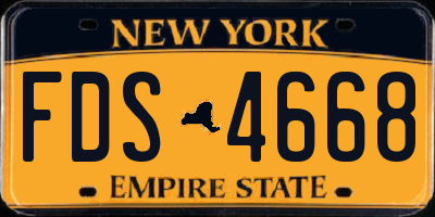 NY license plate FDS4668