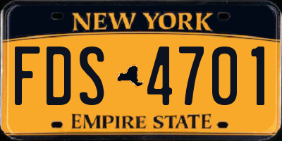 NY license plate FDS4701