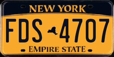 NY license plate FDS4707