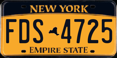 NY license plate FDS4725