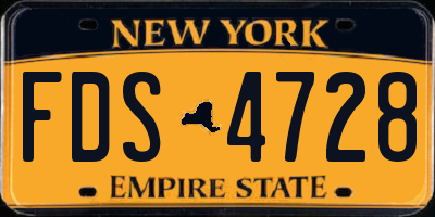 NY license plate FDS4728