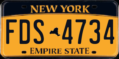 NY license plate FDS4734