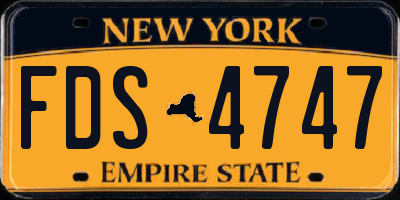 NY license plate FDS4747
