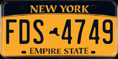 NY license plate FDS4749