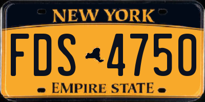 NY license plate FDS4750