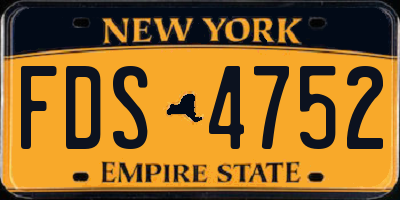 NY license plate FDS4752