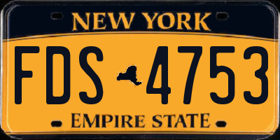 NY license plate FDS4753