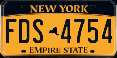 NY license plate FDS4754