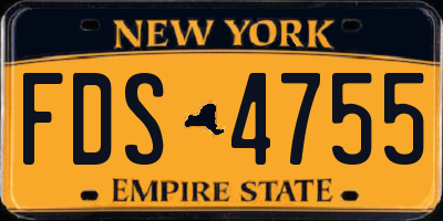 NY license plate FDS4755