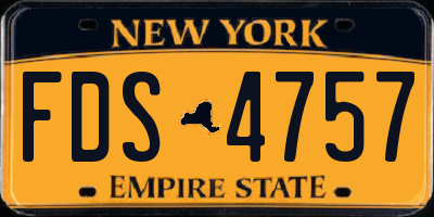 NY license plate FDS4757