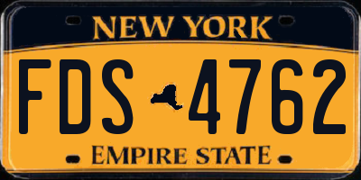NY license plate FDS4762
