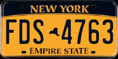 NY license plate FDS4763