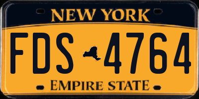 NY license plate FDS4764