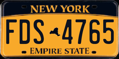 NY license plate FDS4765