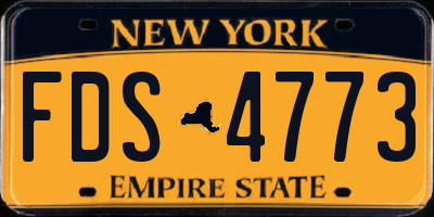 NY license plate FDS4773