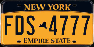 NY license plate FDS4777