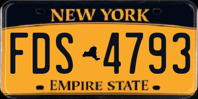 NY license plate FDS4793