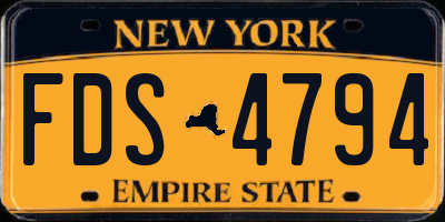 NY license plate FDS4794