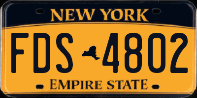 NY license plate FDS4802