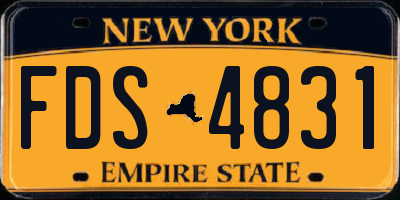 NY license plate FDS4831