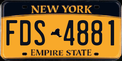 NY license plate FDS4881