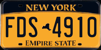 NY license plate FDS4910