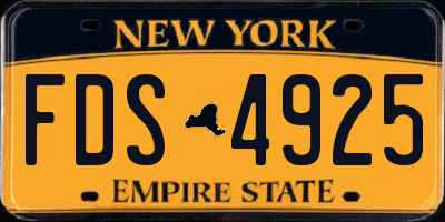NY license plate FDS4925