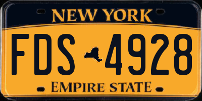 NY license plate FDS4928