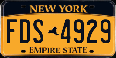 NY license plate FDS4929