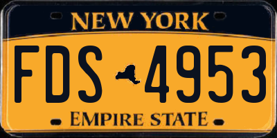 NY license plate FDS4953