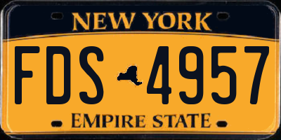 NY license plate FDS4957
