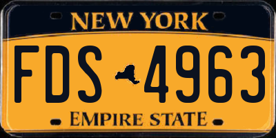NY license plate FDS4963
