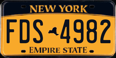 NY license plate FDS4982