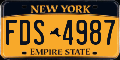 NY license plate FDS4987