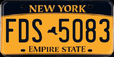 NY license plate FDS5083