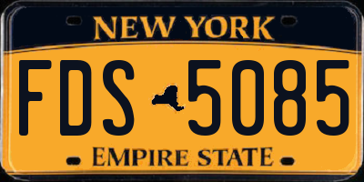 NY license plate FDS5085