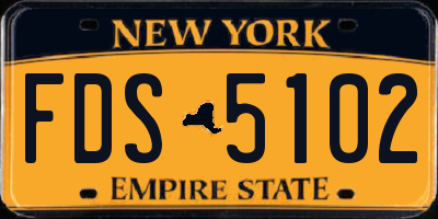 NY license plate FDS5102