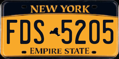 NY license plate FDS5205