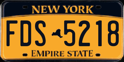 NY license plate FDS5218