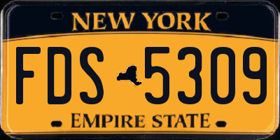 NY license plate FDS5309